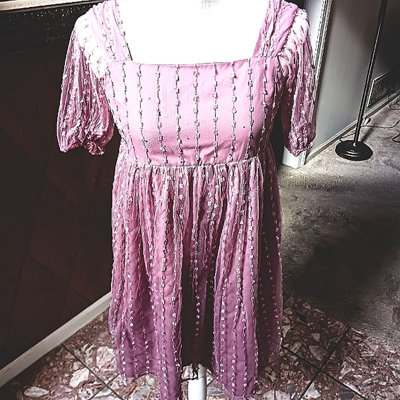 WONDER Nation Girl's Sheer Elbow Sleeves Square Neck Fushia Dress Plus Size 16 - Picture 1 of 8